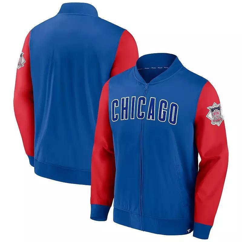 Mens Fanatics Branded Royal/Red Chicago Cubs Iconic Record Holder Full-Zip Lightweight Windbreaker Bomber Jacket Product Image