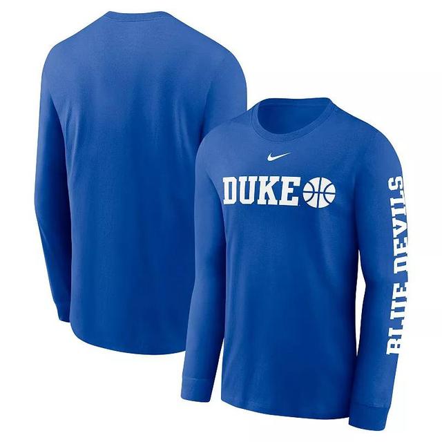 Mens Nike Royal Duke Devils Basketball Icon Two-Hit Long Sleeve T-Shirt Product Image