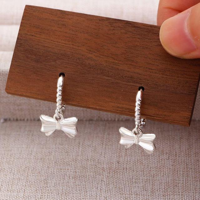 Ribbon Heart Faux Pearl Alloy Dangle Earring Product Image