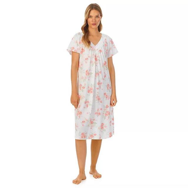 Womens Carole Hochman Cotton Flutter Sleeve Nightgown Pink Floral Vine Product Image