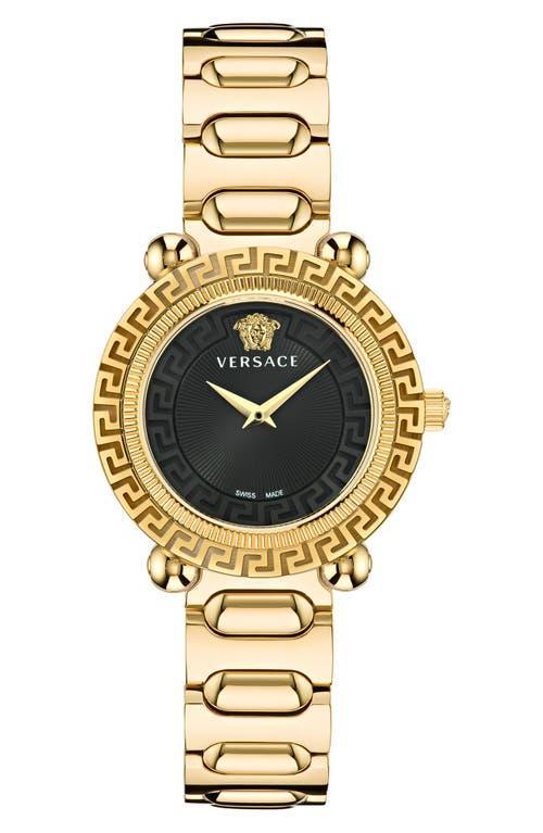 Versace Womens Swiss Greca Twist Black Leather Strap Watch 35mm Product Image