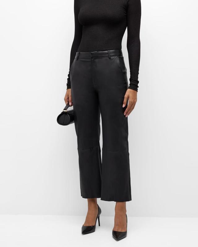 Cropped Baggy Low-Rise Leather Trousers Product Image