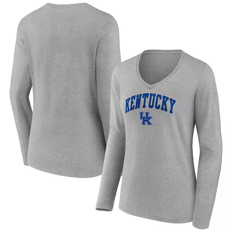 Womens Fanatics Branded Gray BYU Cougars Basic Arch Long Sleeve V-Neck T-Shirt Product Image