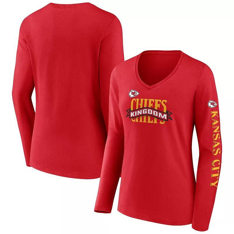 Womens Fanatics Branded Kansas City Chiefs Hometown Sweep Long Sleeve V-Neck T-Shirt Product Image