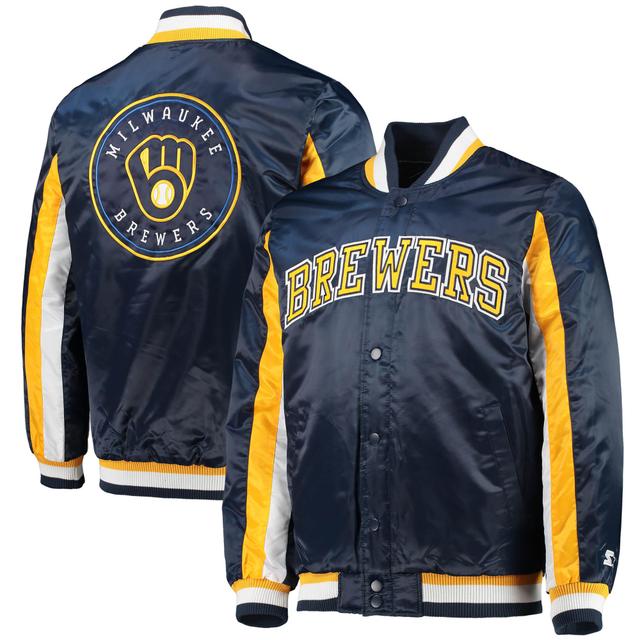 Mens Starter Milwaukee Brewers The Ace Satin Full-Snap Jacket Blue Product Image