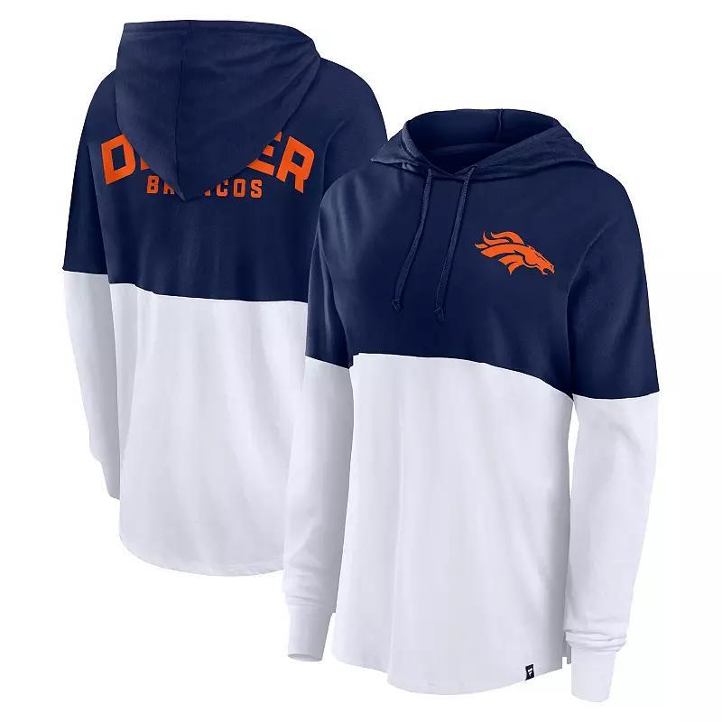 Womens Fanatics /White Denver Broncos Backup Option Long Sleeve Hoodie T-Shirt Blue Product Image