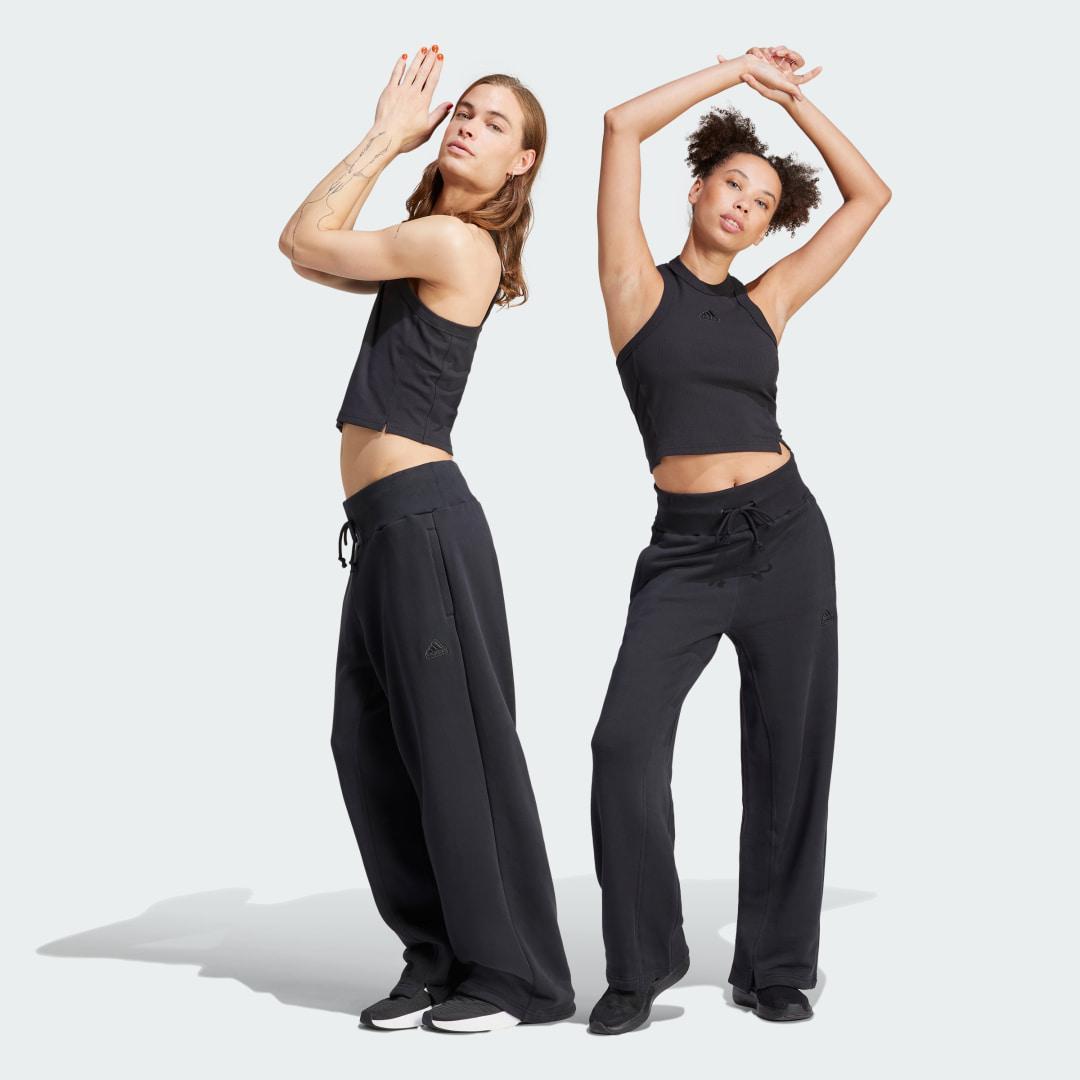 adidas Lounge French Terry Straight Leg Pants Black S Womens Product Image