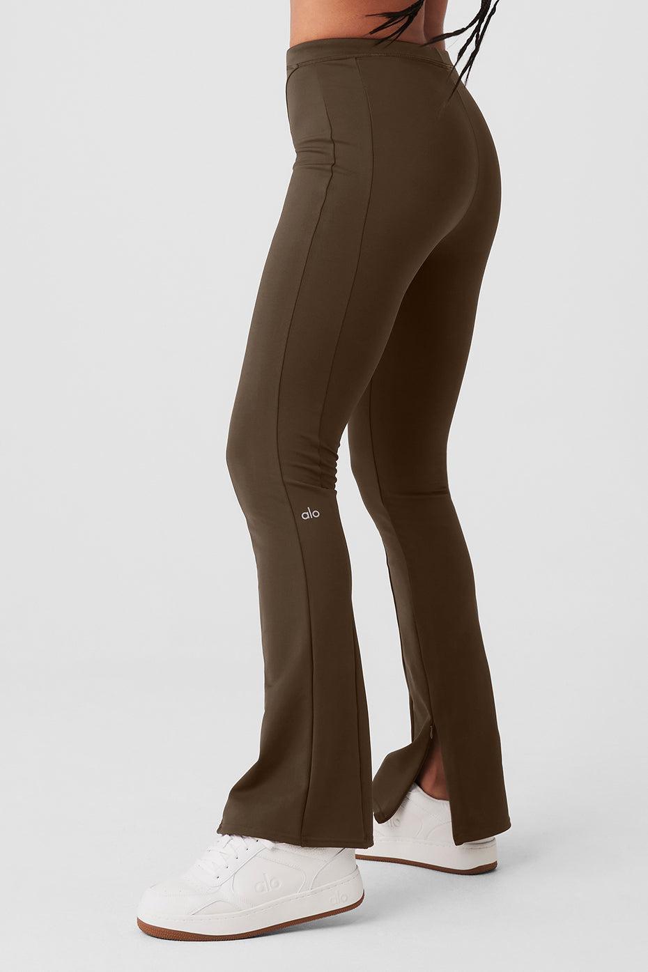 Alo Yoga | High-Waist 7/8 Zip It Flare Legging Brown Product Image