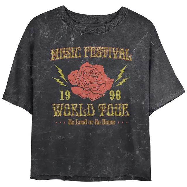 Juniors Music Festival 1998 World Tour Cropped Graphic Tee, Womens Product Image