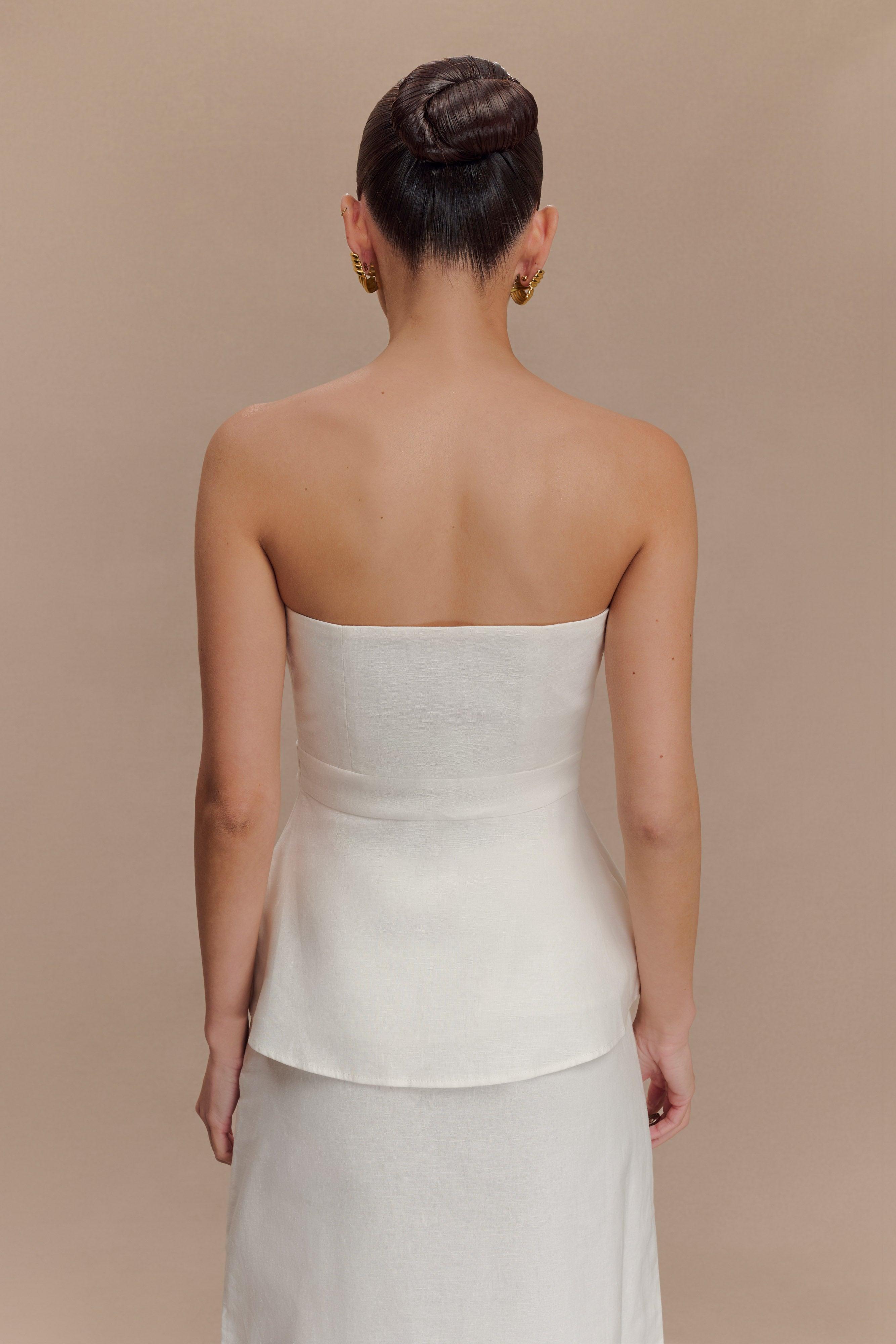 Dora Strapless Linen Top - Ivory Product Image