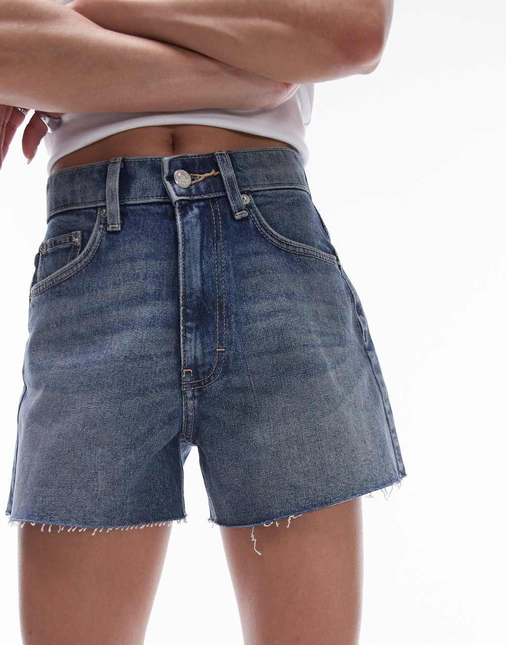 Topshop denim comfort stretch shorts in bleach Product Image