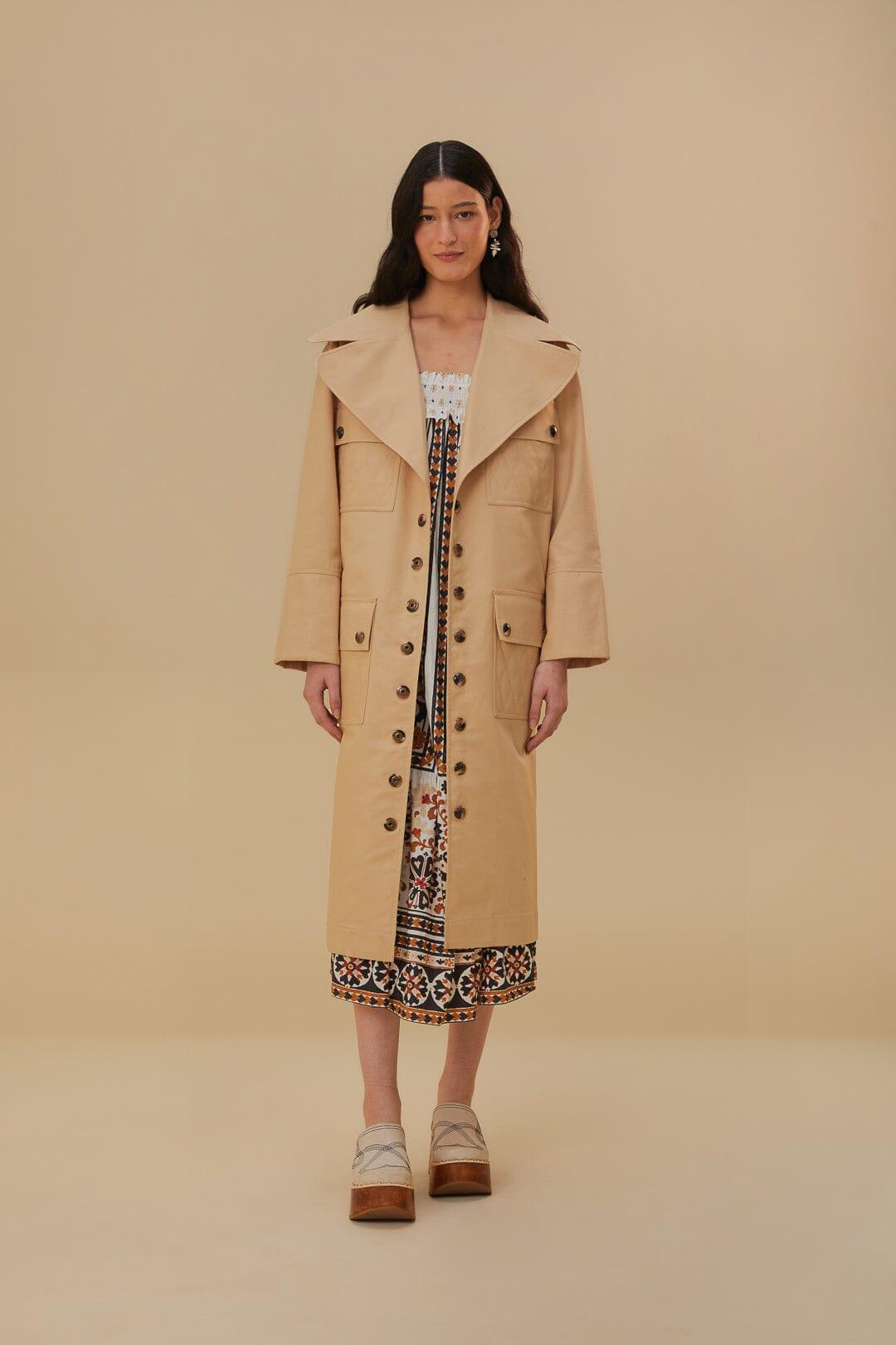 Pockets Over Nude Trench Coat Product Image