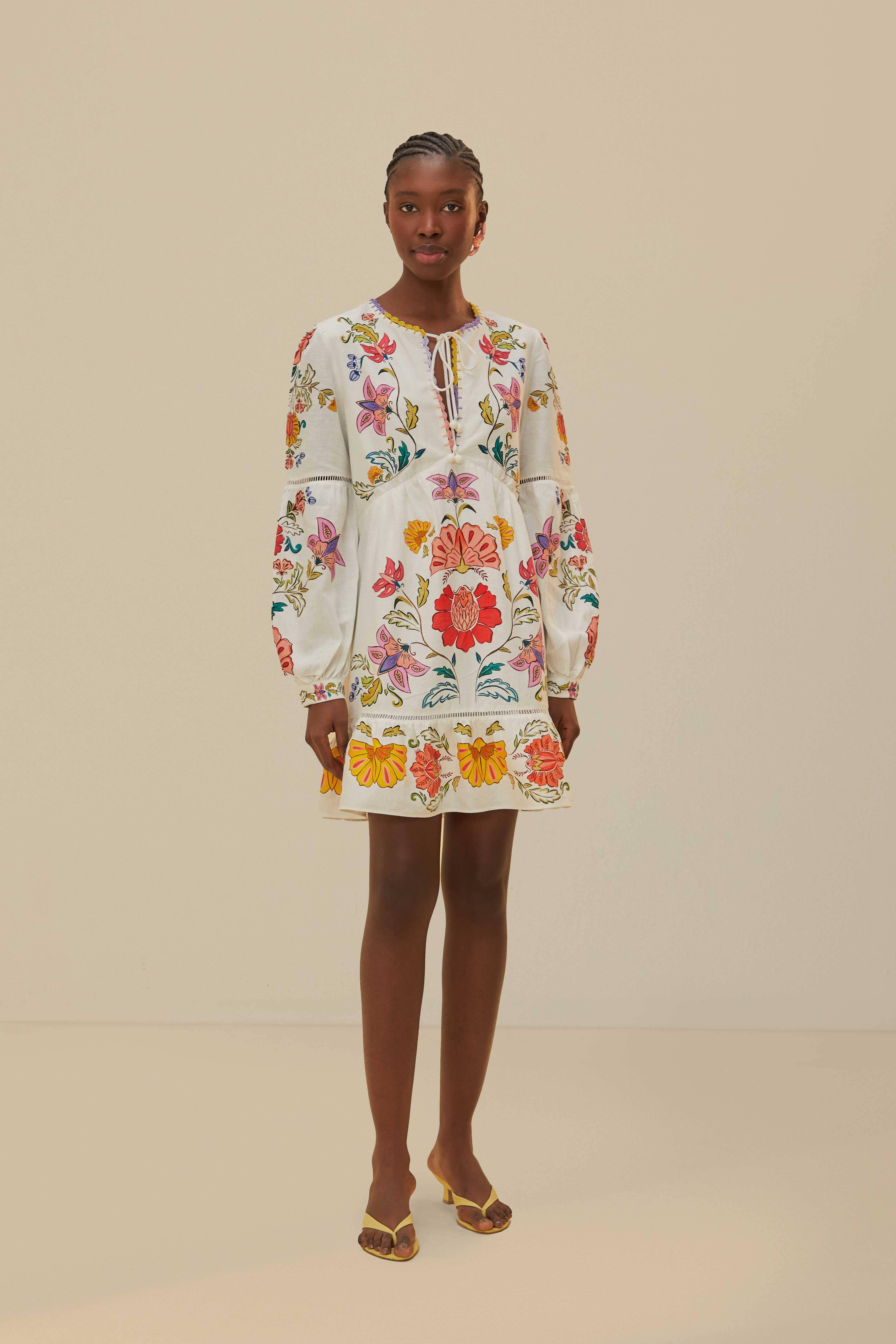 Off-White Floral Insects Mini Dress Product Image