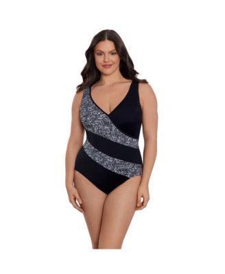 Womens Longitude Faux Surplice Tank One-Piece Swimsuit Product Image