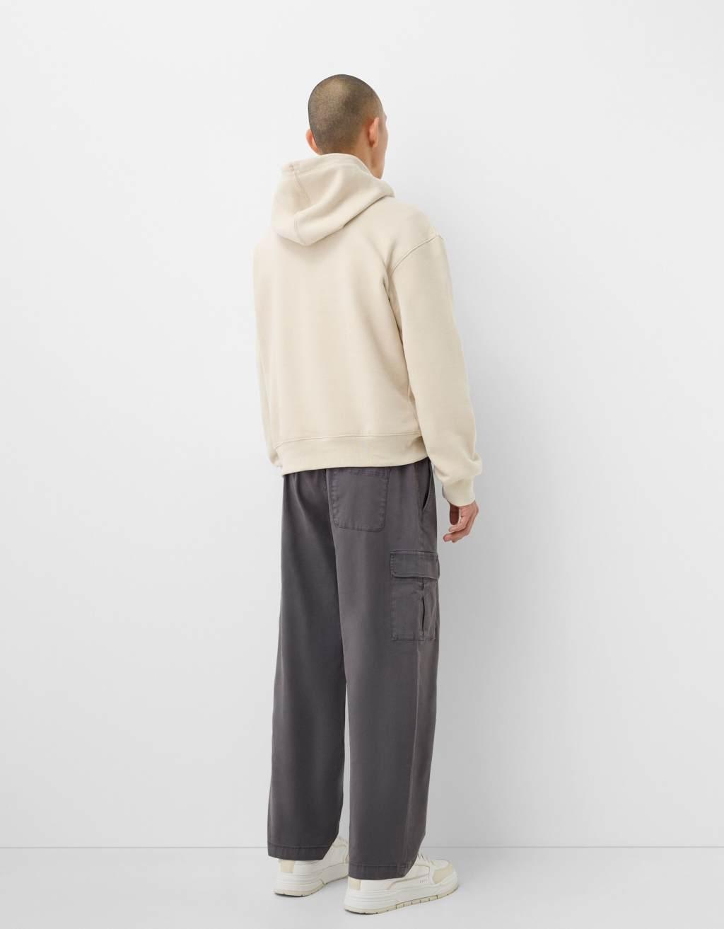 Bershka straight leg cargo pants in dark gray Product Image