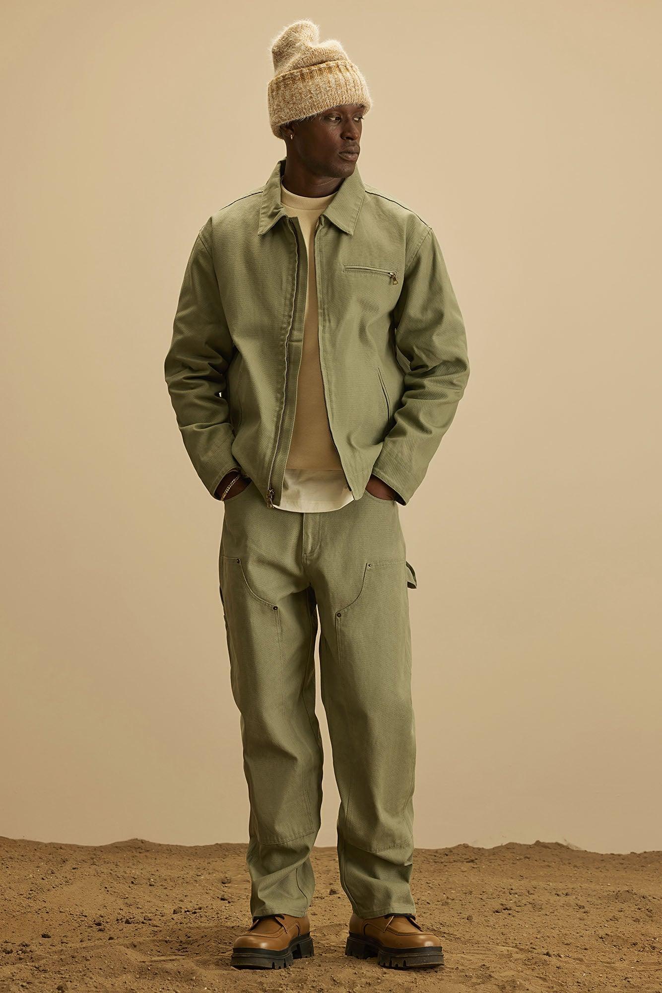 Alexander Utility Canvas Zip Work Jacket - Olive Product Image