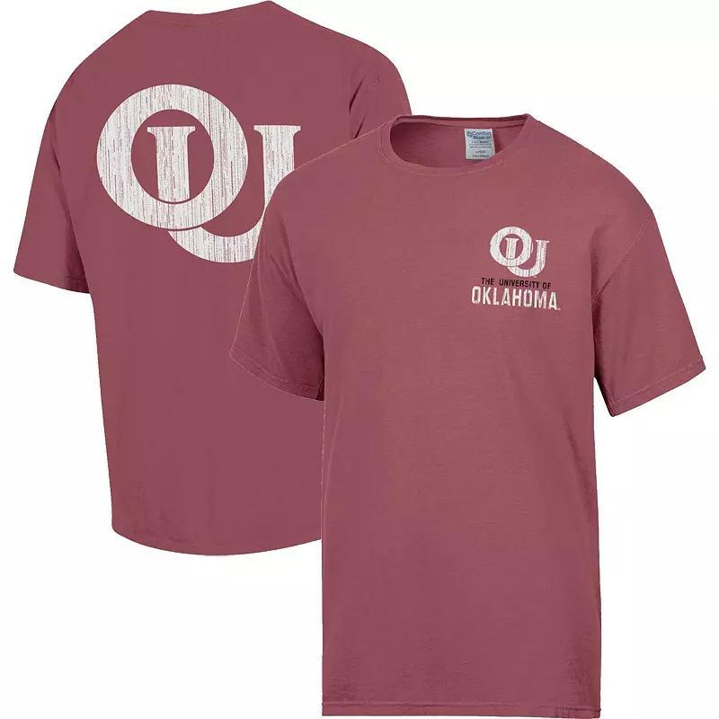 Mens Comfortwash Crimson Distressed Oklahoma Sooners Vintage-Like Logo T-shirt Product Image