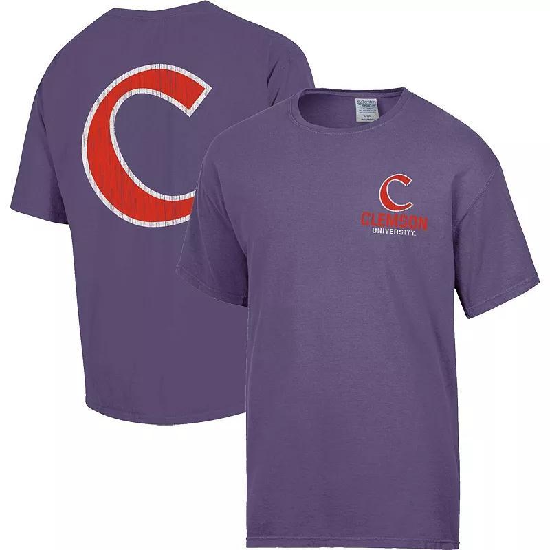 Comfort Mens Wash Purple Clemson Tigers Vintage-like Logo T-Shirt Product Image