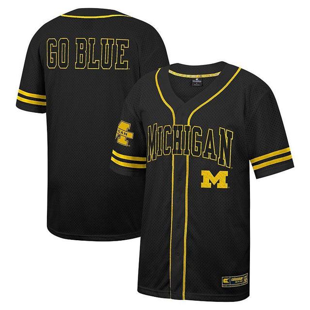 Mens Colosseum Michigan Wolverines Free Spirited Mesh Button-Up Baseball Jersey Product Image