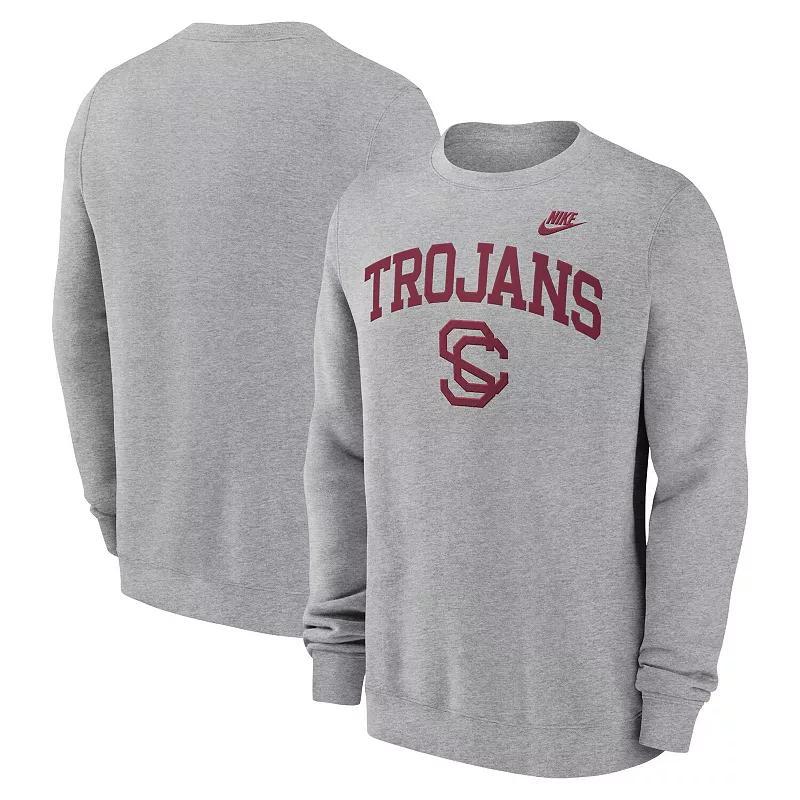 Nike Mens Heather Gray Usc Trojans Legacy Classic Tackle Twill EmbroideredArch Over Logo Pullover Sweatshirt Product Image