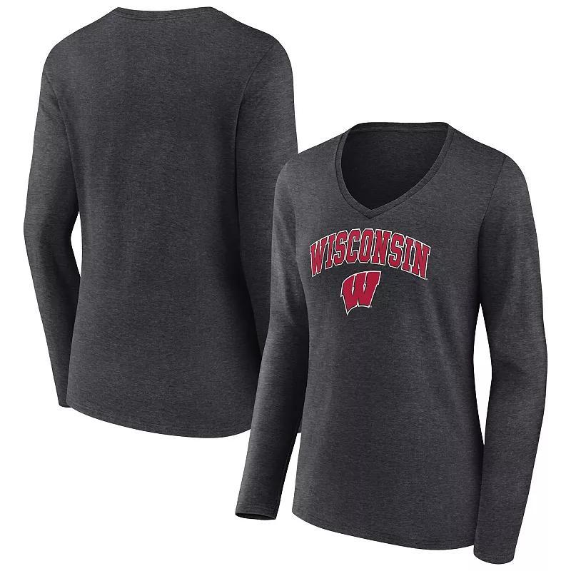 Womens Fanatics Black Nebraska Huskers Evergreen Campus Long Sleeve V-Neck T-shirt Product Image