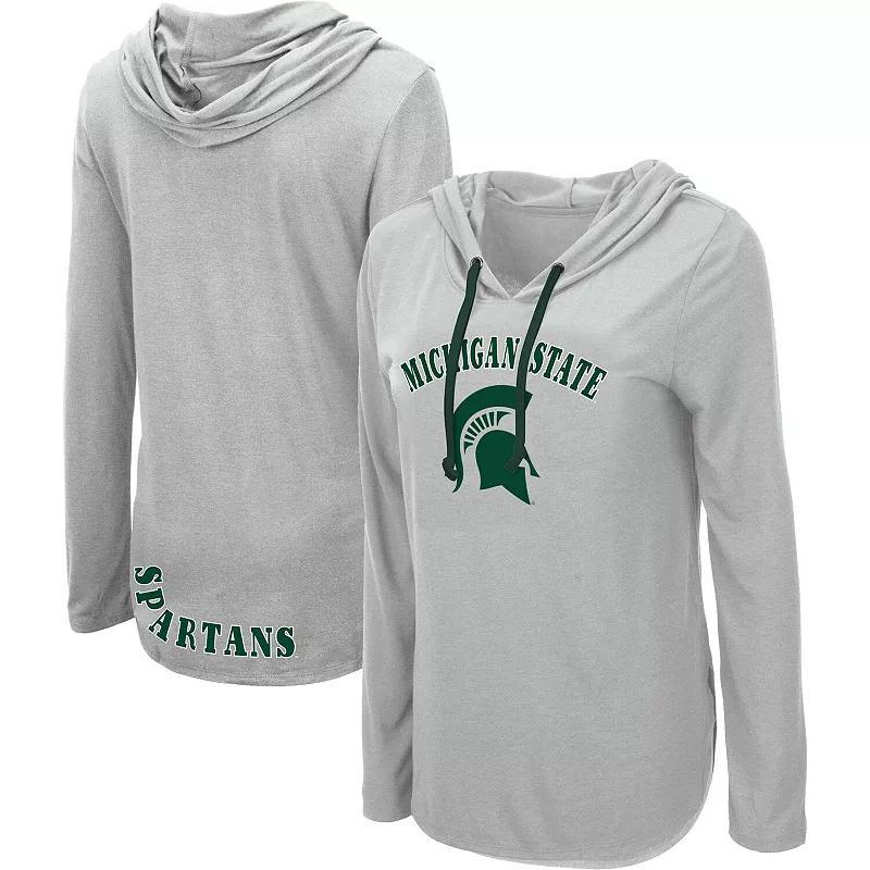 Womens Colosseum Heather Gray Michigan State Spartans My Lover Lightweight Hooded Long Sleeve T-Shirt Product Image