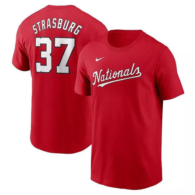 Nike Mens Stephen Strasburg Red Washington Nationals Fuse Name Number T-Shirt Product Image