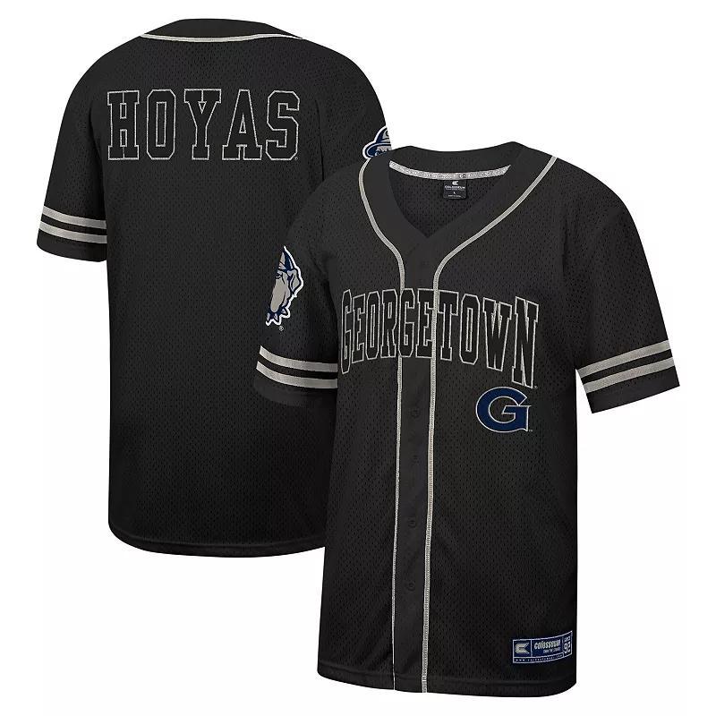 Mens Colosseum Black Georgetown Hoyas Free Spirited Mesh Button-Up Baseball Jersey Product Image