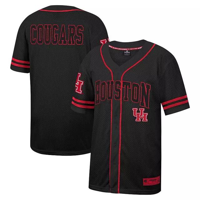 Mens Colosseum Black Houston Cougars Free Spirited Mesh Button-Up Baseball Jersey Product Image