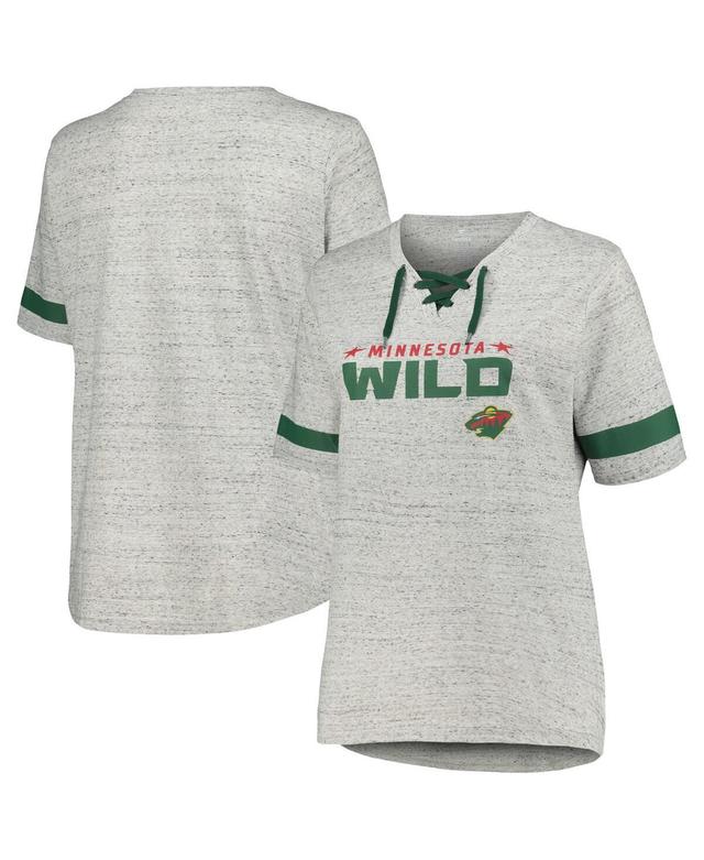 Womens Fanatics Branded Heather Gray Minnesota Wild Plus Size Lace-Up T-Shirt Product Image