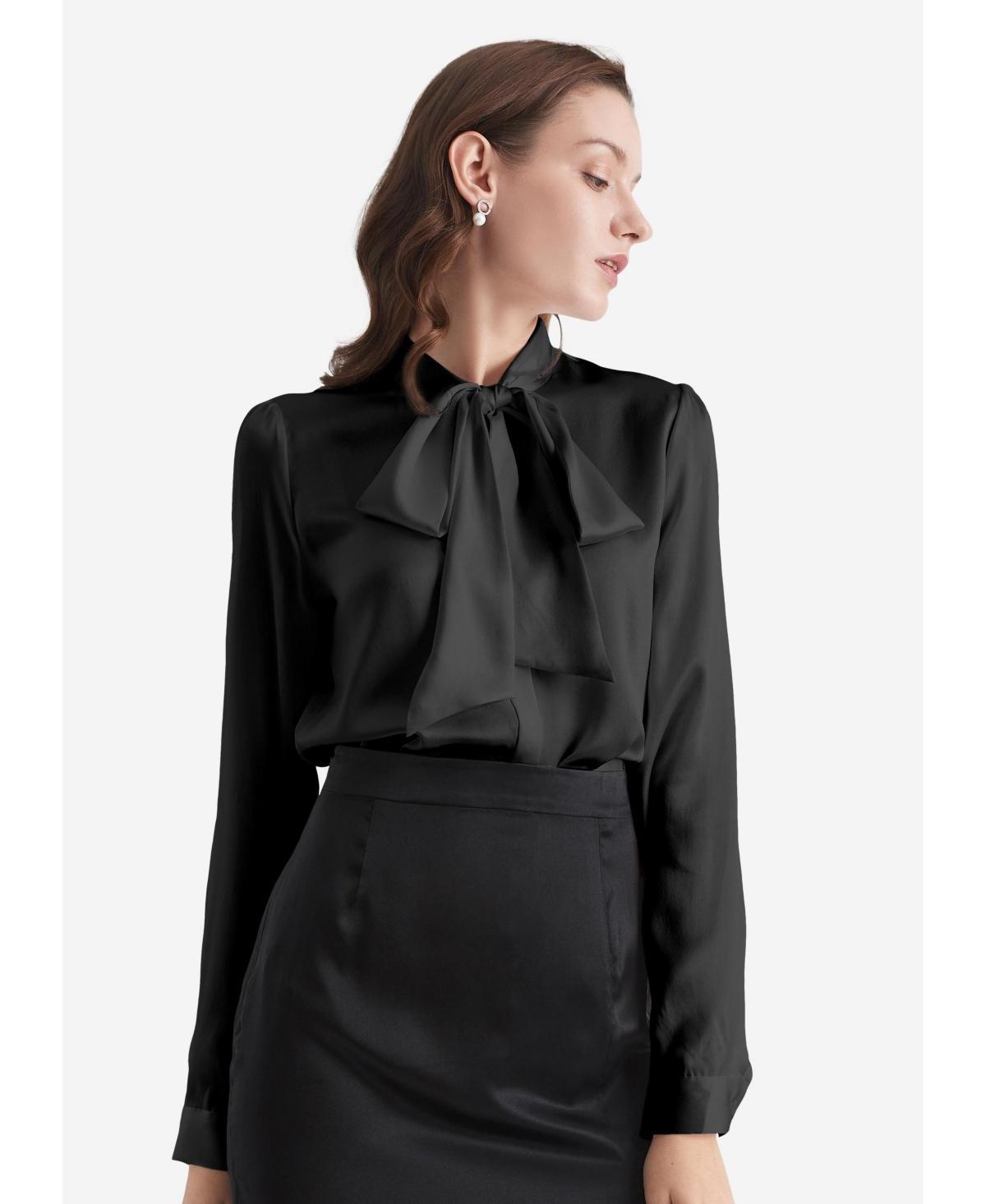 Womens Bow-tie Neck Silk Blouse Product Image