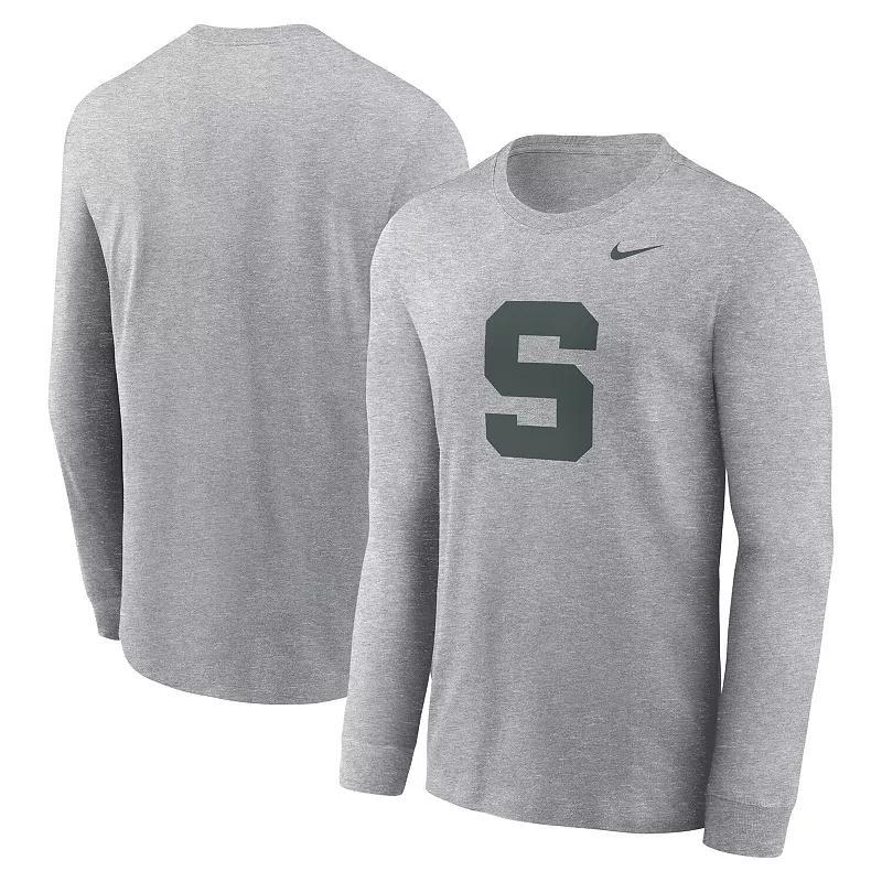 Mens Nike Heather Gray Michigan State Spartans Alternate Logo Long Sleeve T-Shirt Product Image