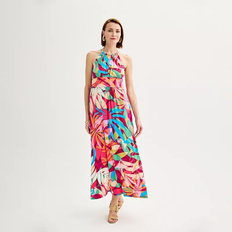 Womens London Times Scroll Halter Maxi Dress Product Image