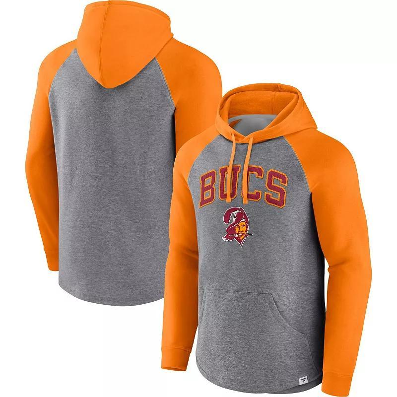 Mens Fanatics Branded Heathered Gray/Orange Tampa Bay Buccaneers By Design Raglan Pullover Hoodie Product Image