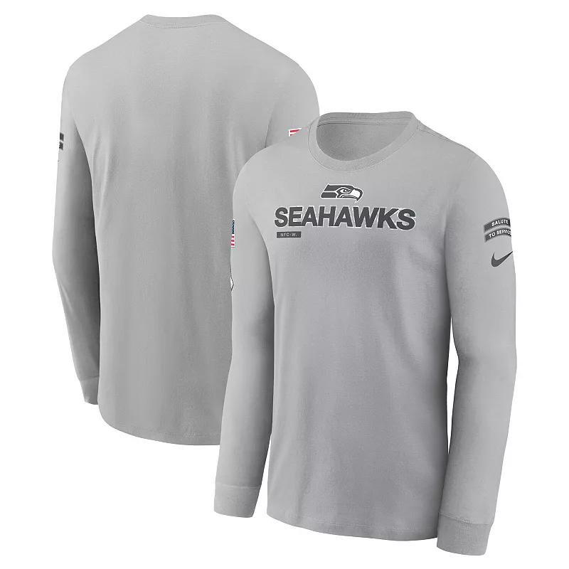 Mens Nike Gray Seattle Seahawks 2024 Salute To Service Long Sleeve T-Shirt Product Image