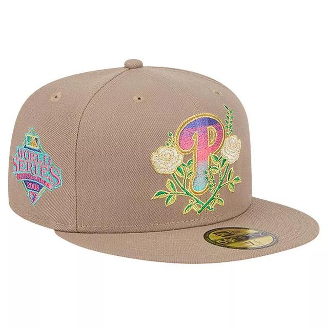 Mens New Era Khaki Philadelphia Phillies Rose Garden 59FIFTY Fitted Hat Product Image