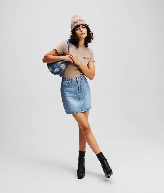 COATED DENIM MINISKIRT Product Image