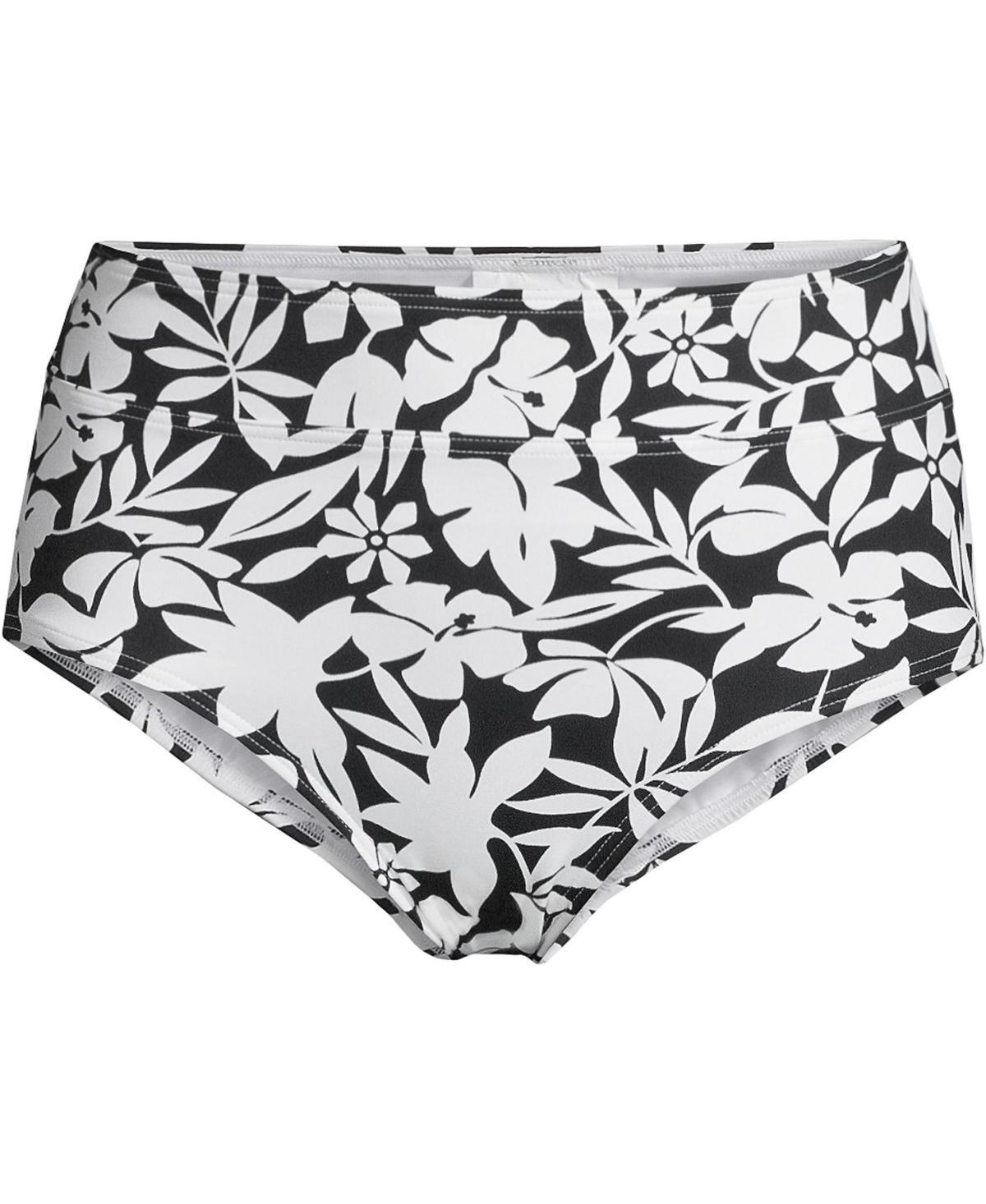 Lands End Womens Tummy Control High Waisted Bikini Swim Bottoms Print Product Image