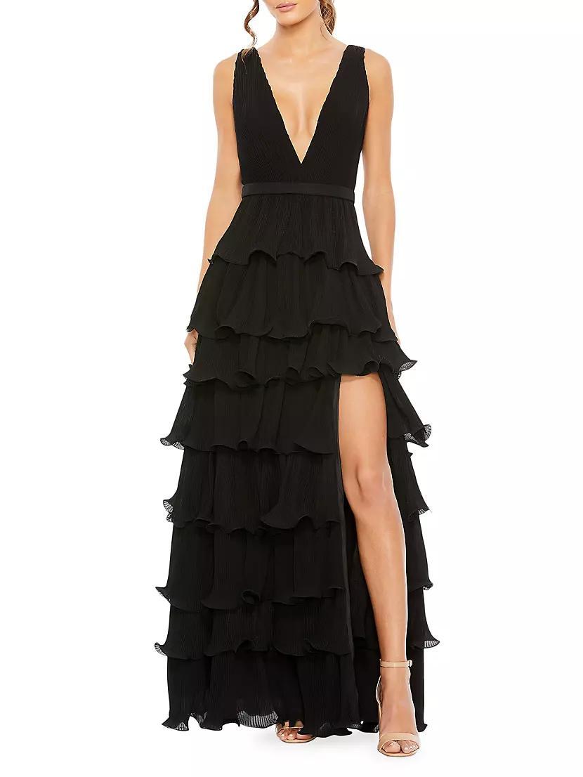 Ruffled V-Neck Tiered Maxi Dress product image