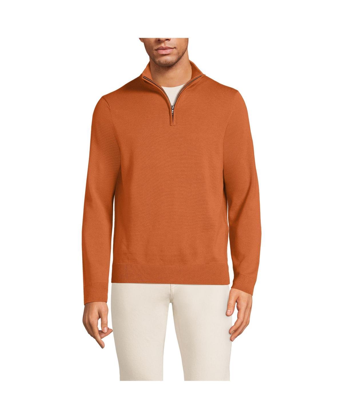 Lands End Mens Long Sleeve Fine Gauge Cotton Quarter Zip Sweater Product Image