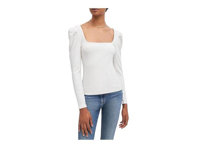 7 For All Mankind Long Sleeve Square Neck (Ivory) Women's Clothing Product Image