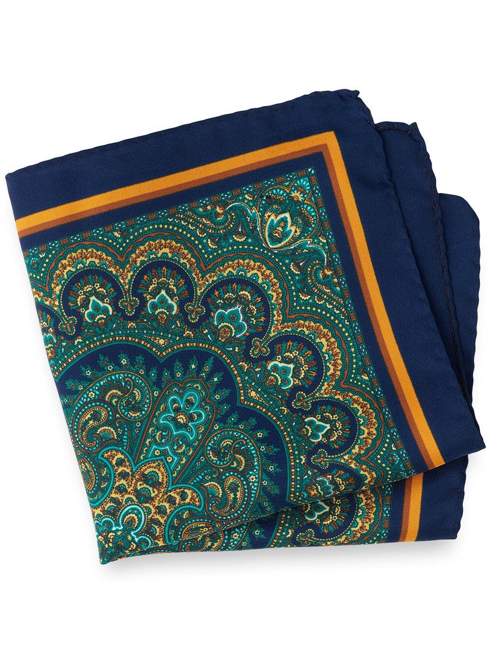 Medallion Silk Pocket Square - Navy Multi Product Image