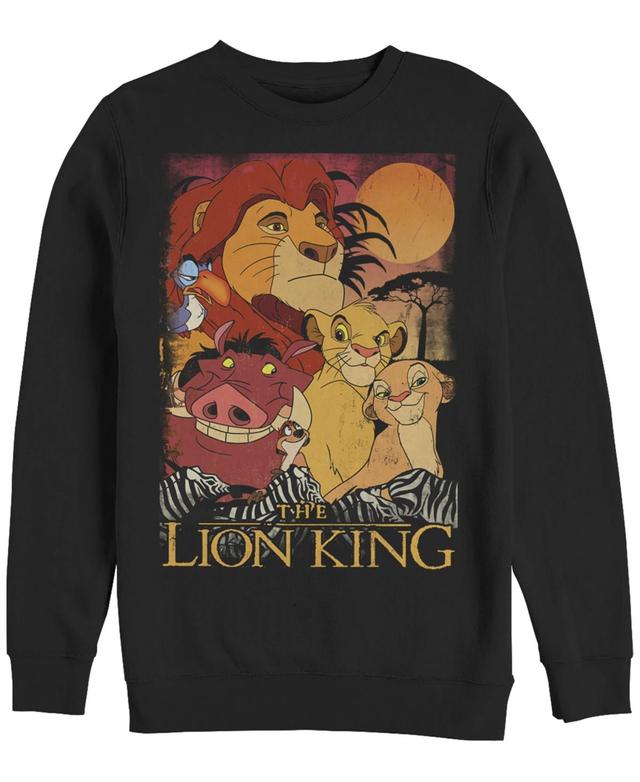 Disney Mens Lion King Happy Group Shot Sunset, Crewneck Fleece Product Image