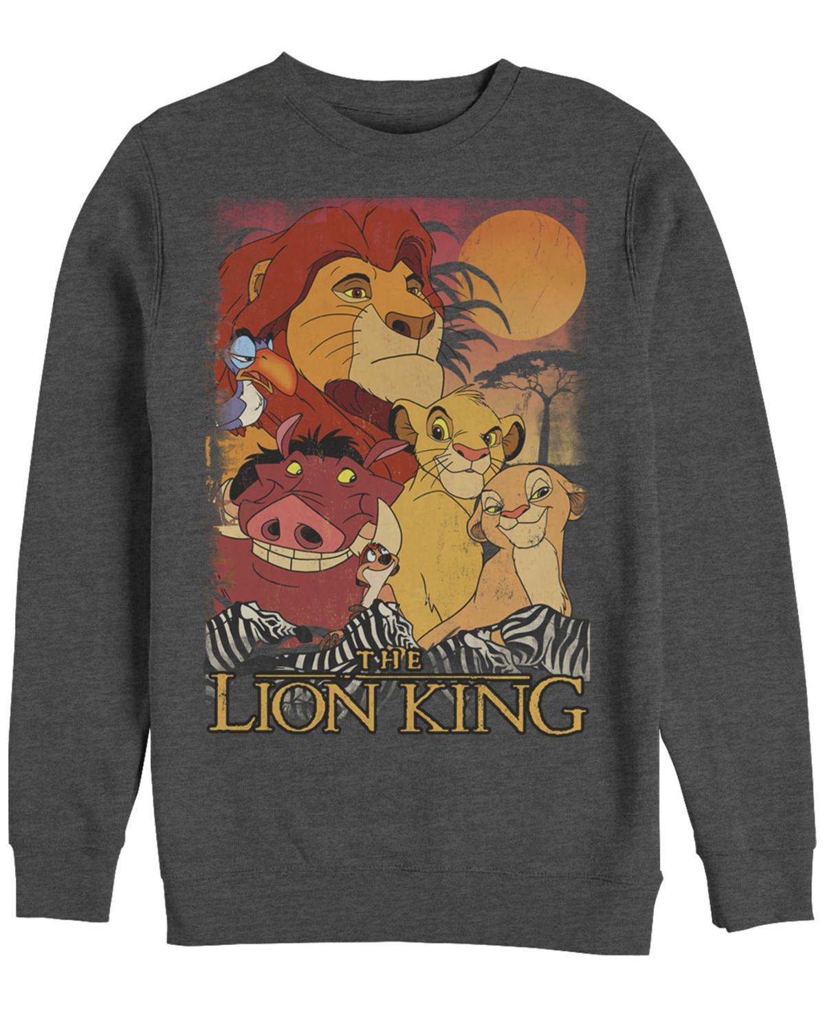 Disney Mens Lion King Happy Group Shot Sunset, Crewneck Fleece Product Image