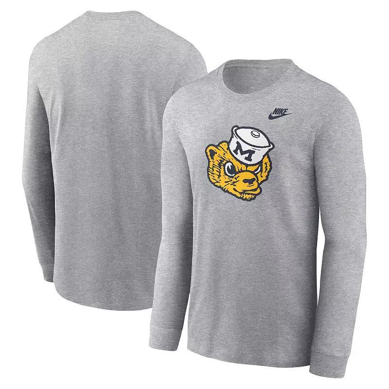 Mens Nike Heather Gray Michigan Wolverines Legacy Primary Logo Long Sleeve T-Shirt Product Image