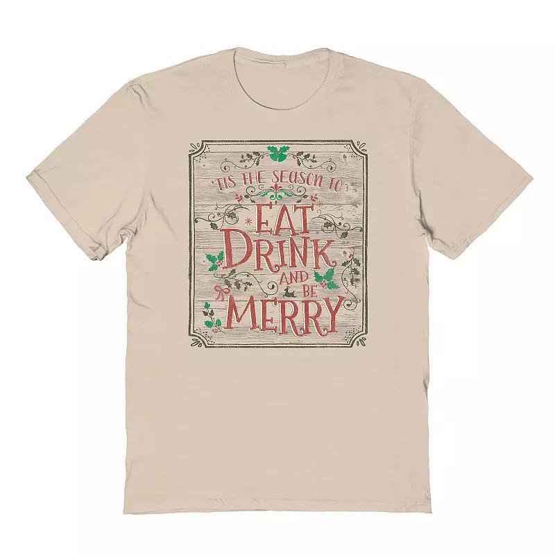 Mens Eat Drink Be Merry Graphic Tee, Womens Brown Product Image