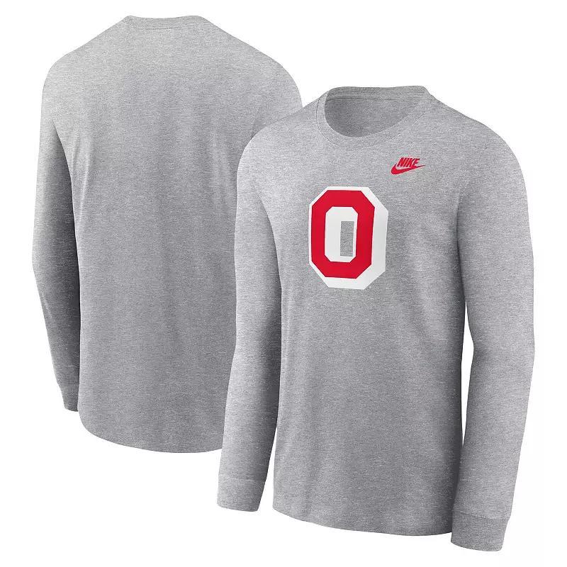 Mens Nike Heather Gray Ohio State Buckeyes Legacy Primary Logo Long Sleeve T-Shirt Product Image