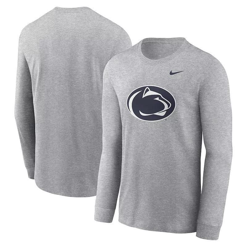 Mens Nike Heather Gray Ohio State Buckeyes Primary Logo Long Sleeve T-Shirt Product Image