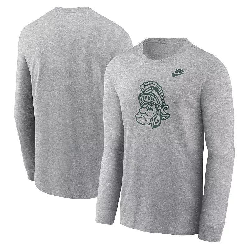 Mens Nike Heather Gray Michigan State Spartans Legacy Primary Logo Long Sleeve T-Shirt Product Image