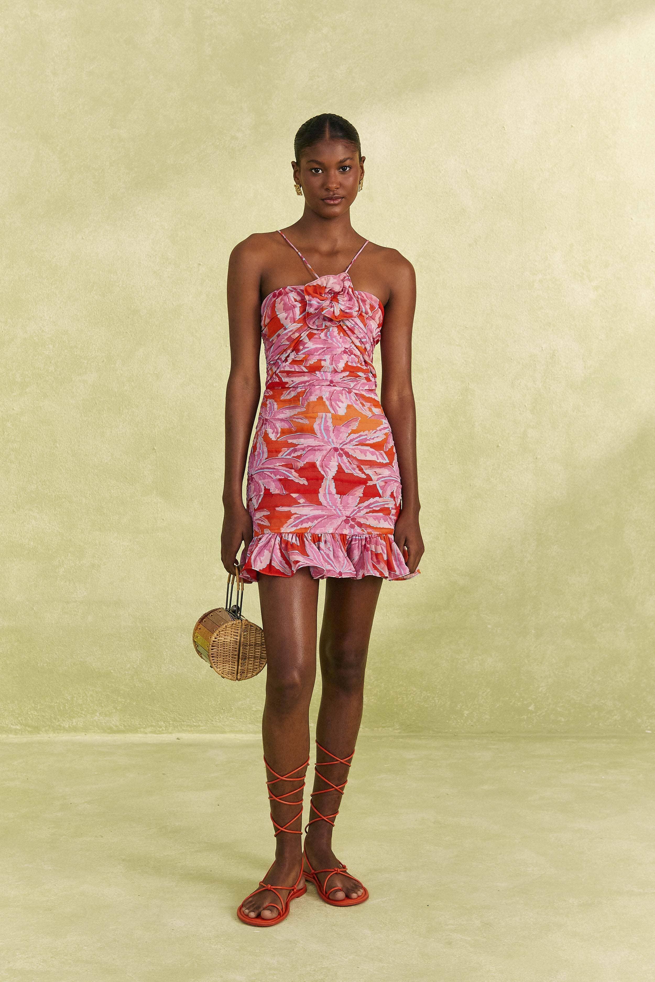 Red Coconut Tree Mini Dress Product Image